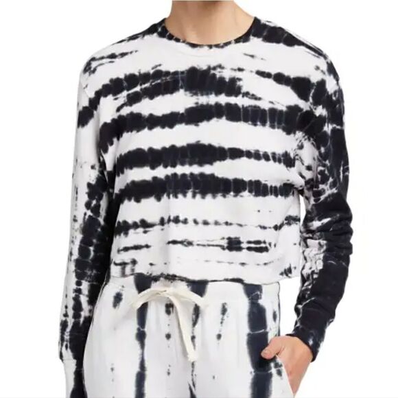 Monrow OVERSIZED Supersoft Painter Tie-Dye Boyfriend Sweatshirt Size XS Crop Top - Picture 1 of 7